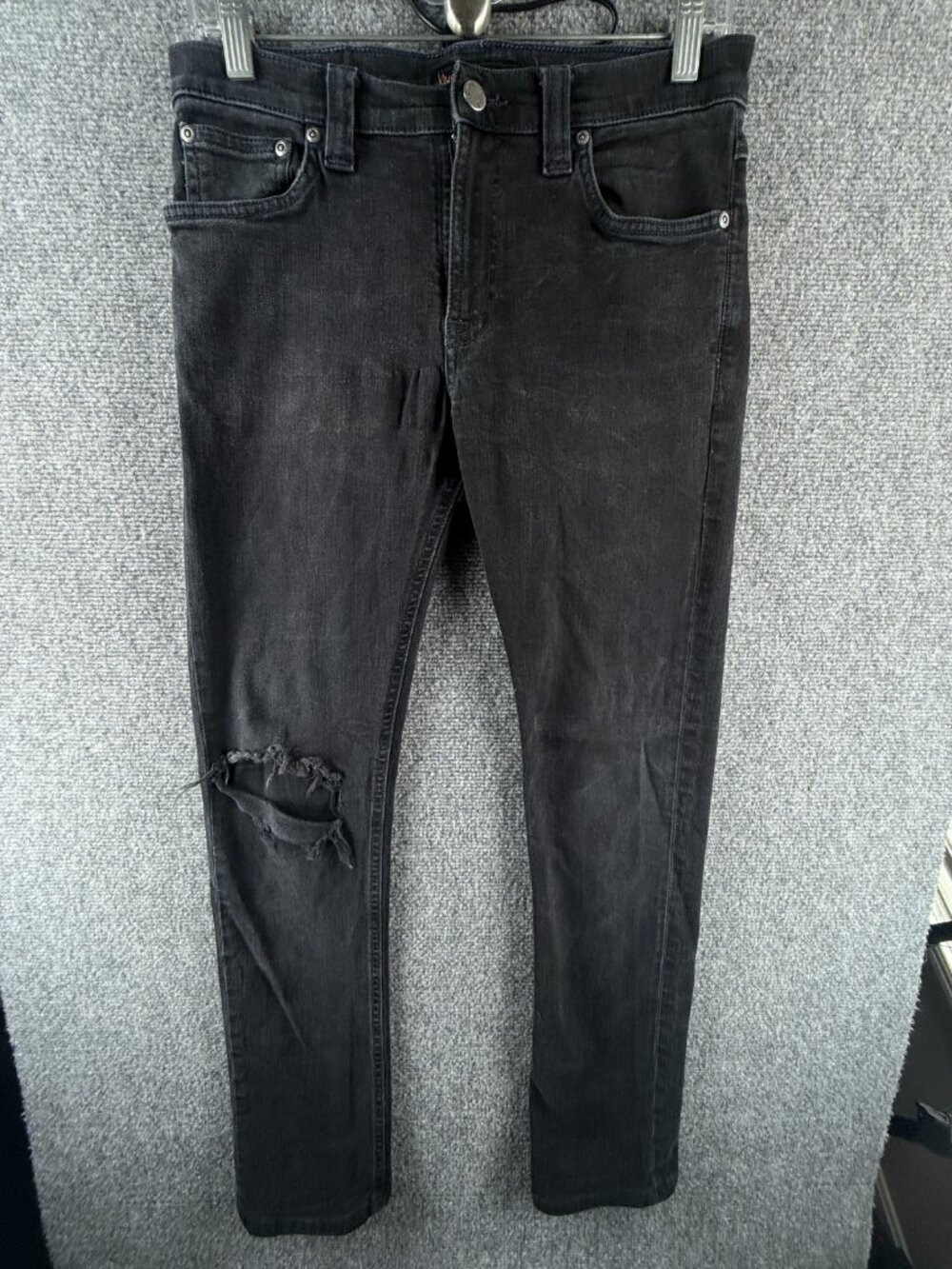Nudie Jeans Women Denim Jeans Cotton Black Skinny Ripped Distressed ACTL 29X29